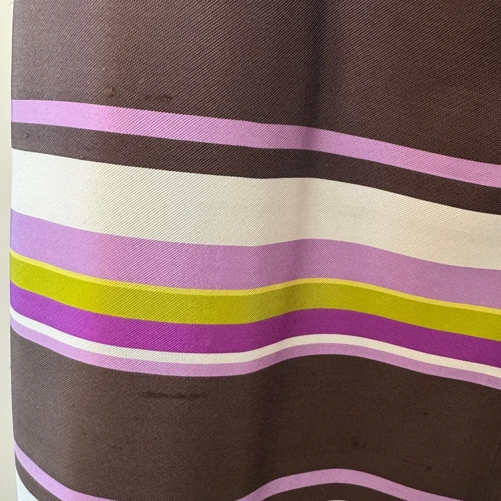 Kate Spade New York Striped Silk Shift Dress Size 10 Purple Brown Chartreuse